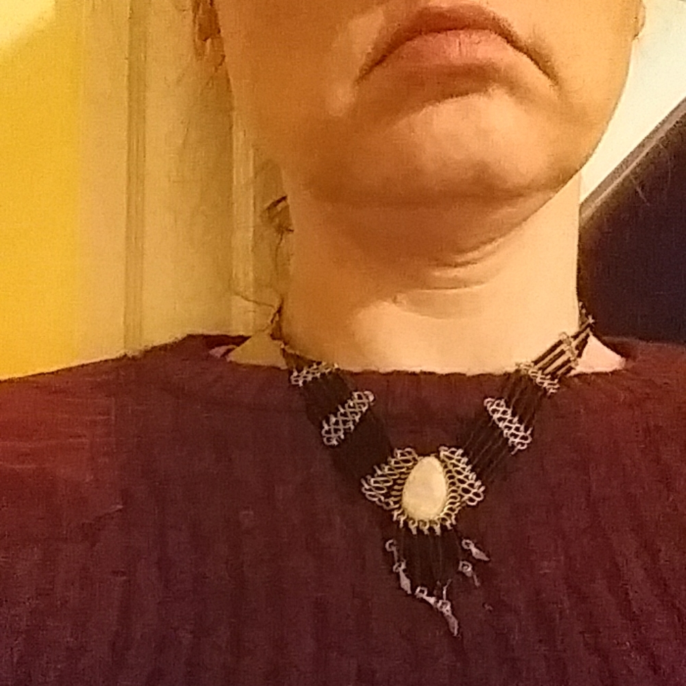 Necklace with black beads & beautiful Pink Pendant